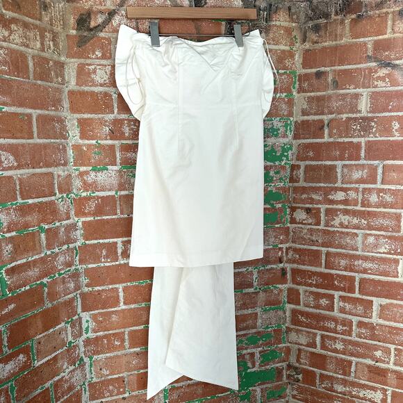 LoveShackFancy Rhoswen Bridal Bow Mini Dress Cloud Danger White - Picture 2 of 6